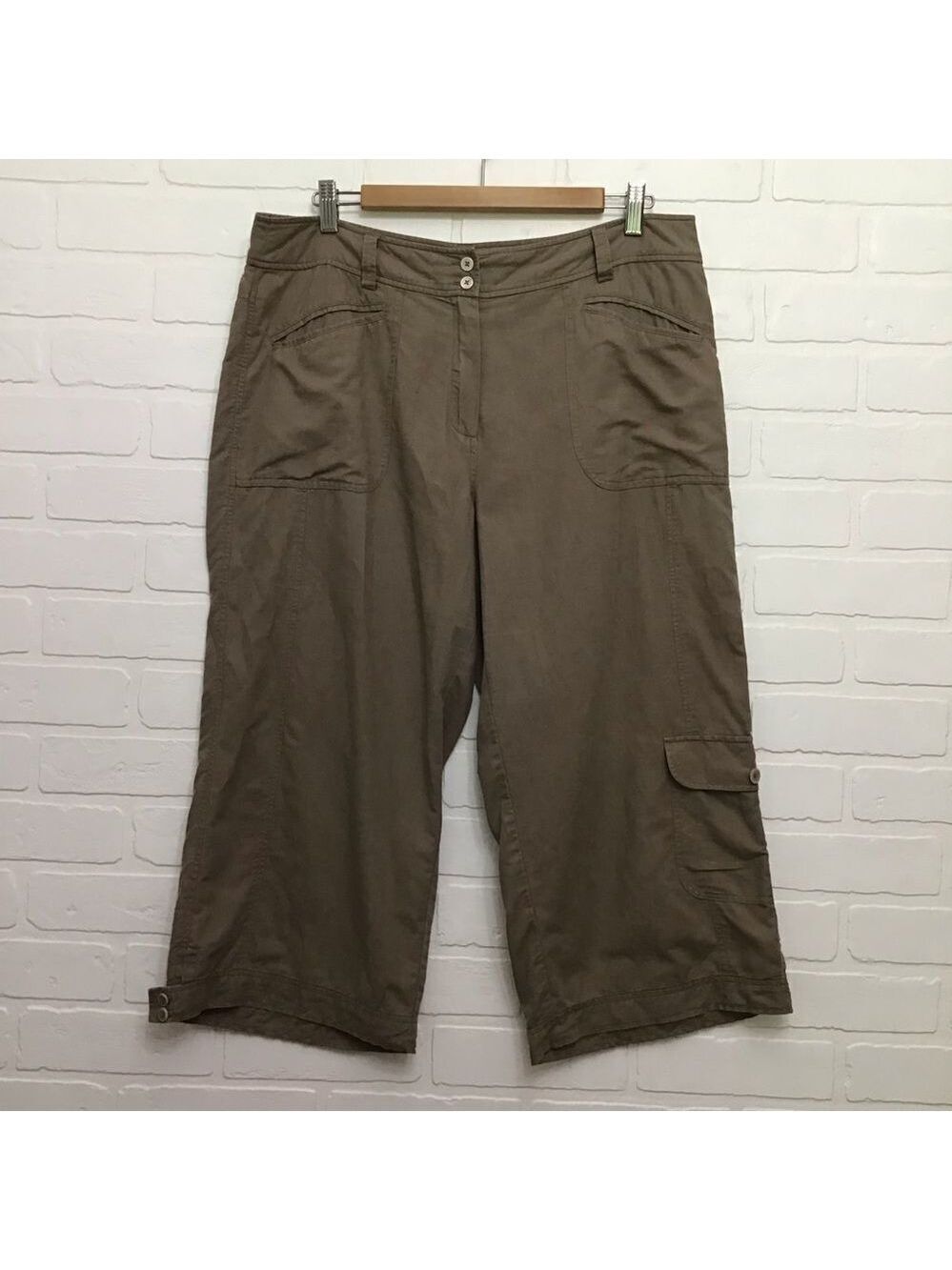 OLSEN Europe Anna linen blend pedal pusher pants crop wedge size 10 wide legs - Picture 11 of 11